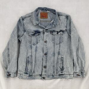 Vintage Levi’s Light Wash Denim Distressed Trucker Jacket Faded Size X-Large